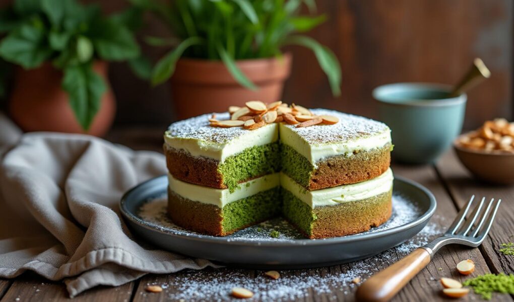 découvrez notre gâteau au thé matcha et aux amandes, une délicieuse alternative sans gluten qui ravira vos papilles. savourez l'alliance subtile des saveurs tout en bénéficiant des bienfaits du matcha et des amandes. idéal pour les amateurs de douceurs saines !