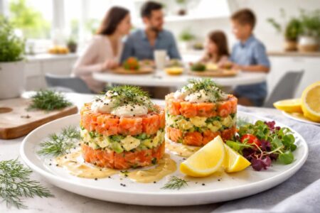 apprenez à préparer des timbales de saumon élégantes et rapides, parfaites pour régaler votre famille lors de vos repas conviviaux.