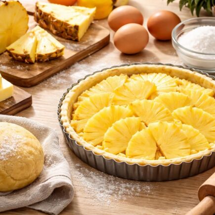 apprenez à préparer une délicieuse tarte à l'ananas avec une pâte sablée croustillante et fondante, étape par étape, pour un dessert irrésistible.