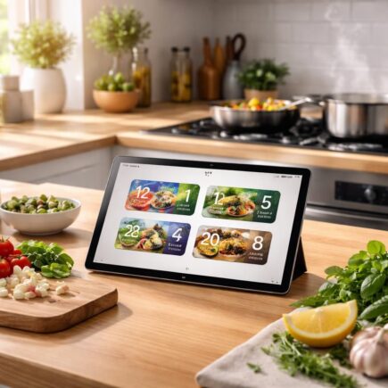 découvrez les minuteries de cuisson intelligentes avec la tablette samsung galaxy, qui suit et optimise la préparation de tous vos plats pour une cuisine facile et précise.