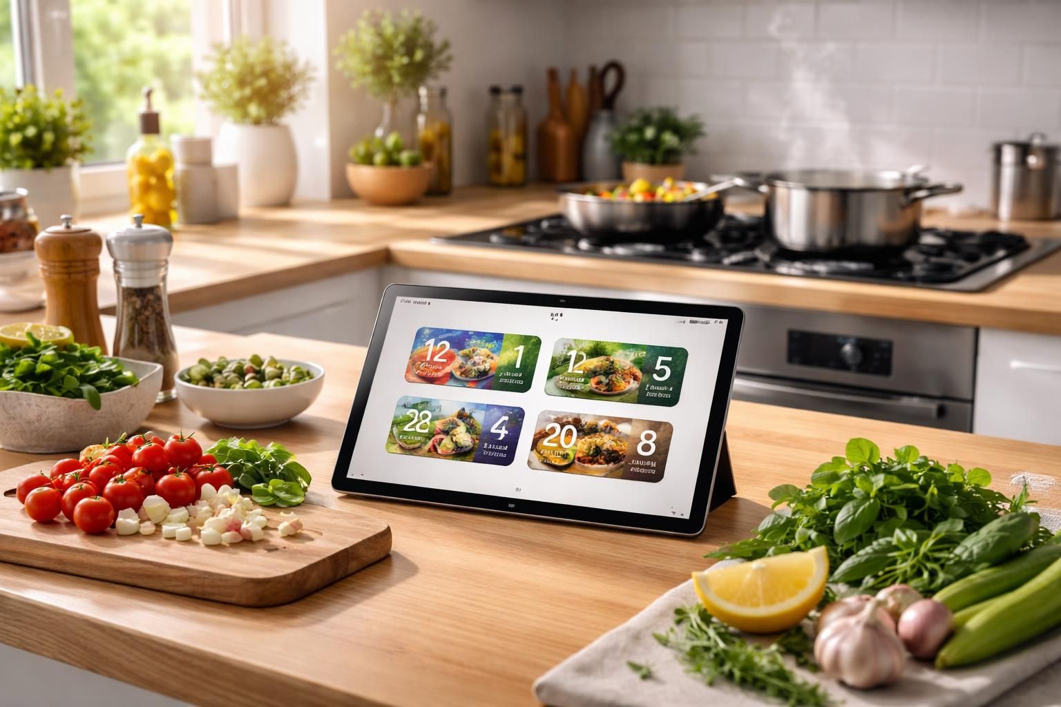 découvrez les minuteries de cuisson intelligentes avec la tablette samsung galaxy, qui suit et optimise la préparation de tous vos plats pour une cuisine facile et précise.