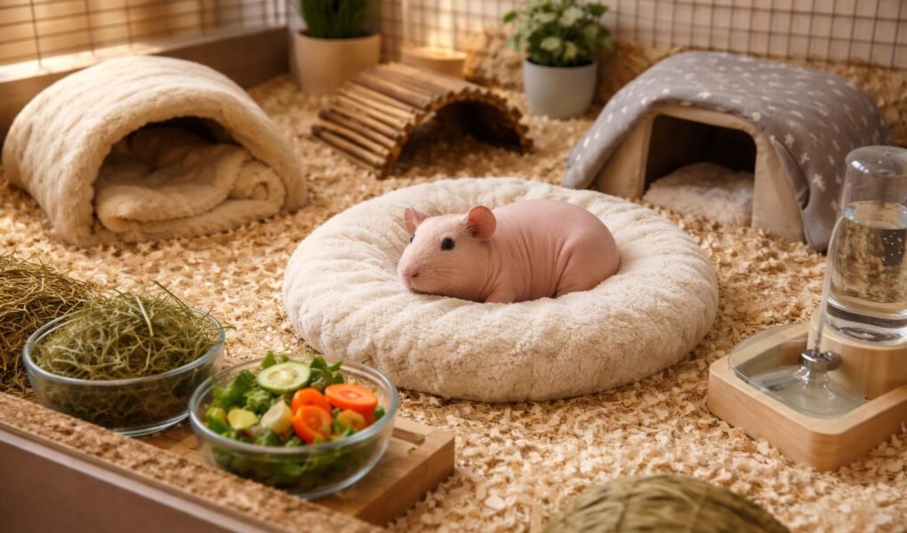 découvrez nos astuces incontournables pour aménager un habitat confortable et adapté à votre cochon d'inde sans poil, garantissant bien-être et sécurité.