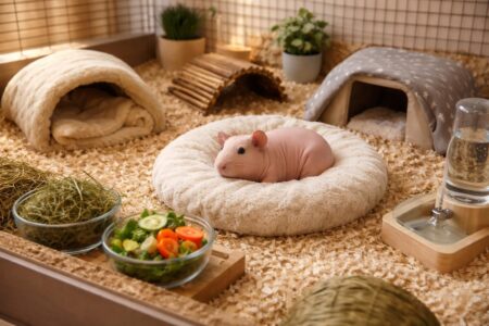 découvrez nos astuces incontournables pour aménager un habitat confortable et adapté à votre cochon d'inde sans poil, garantissant bien-être et sécurité.